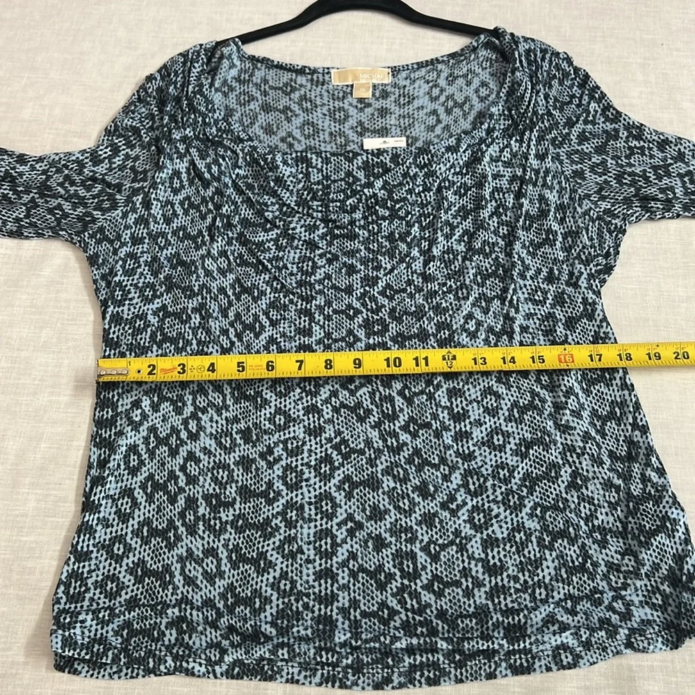 🌞 Michael Kors NWT Elegant Blue & Black Cowl Drape Neck blouse women size XL